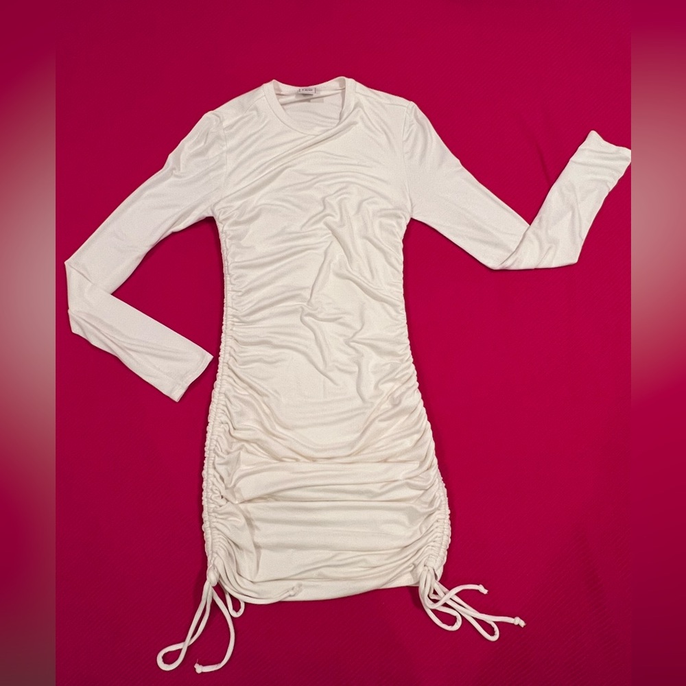 Size Small White Long Sleeve Sexy Tie Up Dress